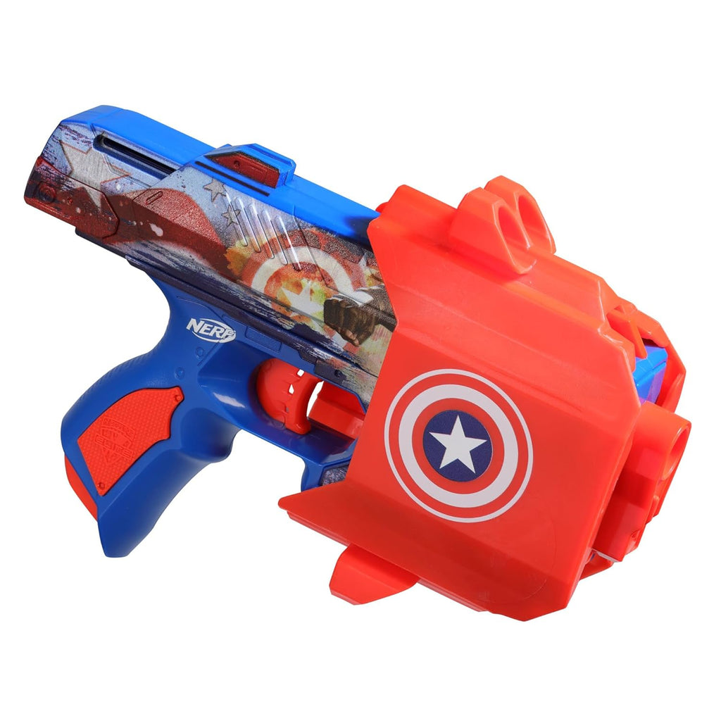 Hasbro Nerf Marvel Captain America Dart Blaster, 10 Nerf Elite Darts