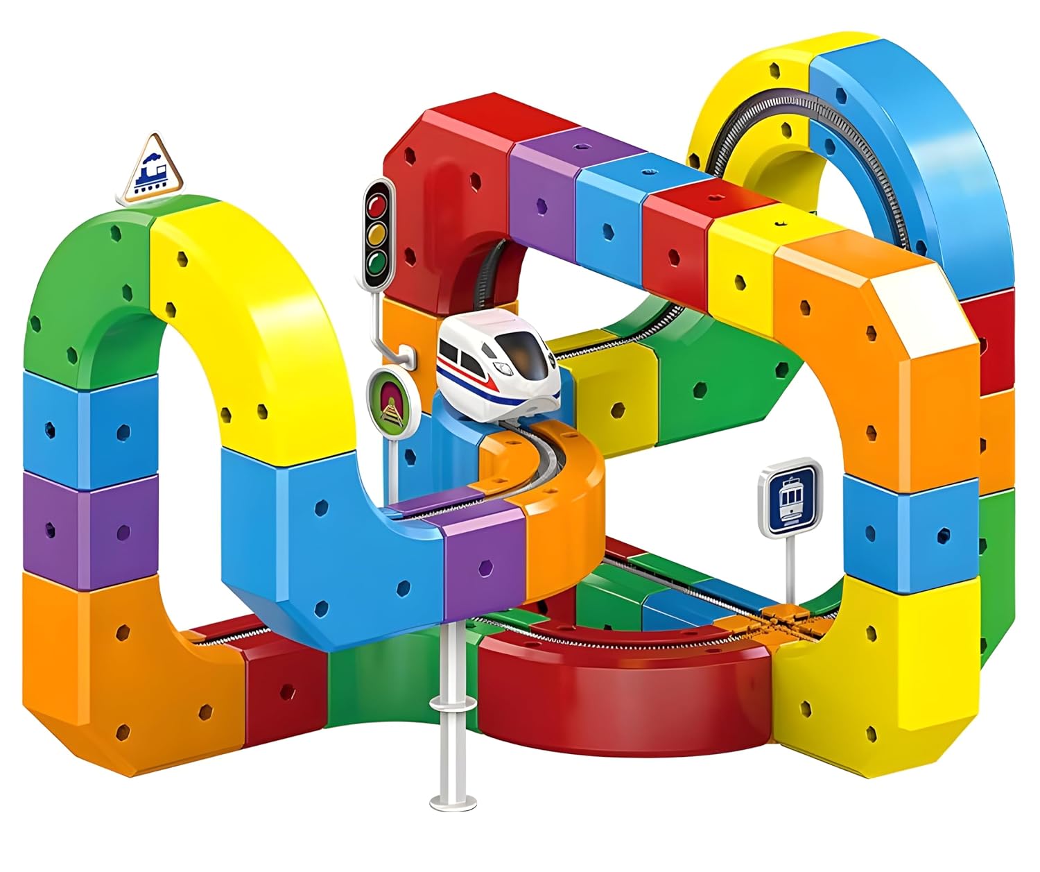 Magnetic Building Block Track Car Set DIY Construction Racing Track