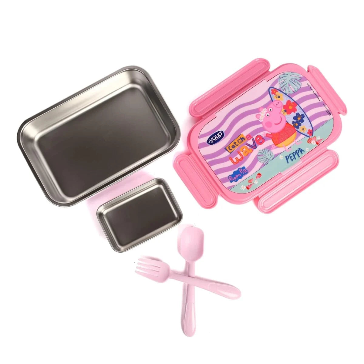 Youp Presents Pink Color Peppa Pig Theme Lunch Box Candy Stainless Steel Insulated Lunch Box 850ML Assorted Color