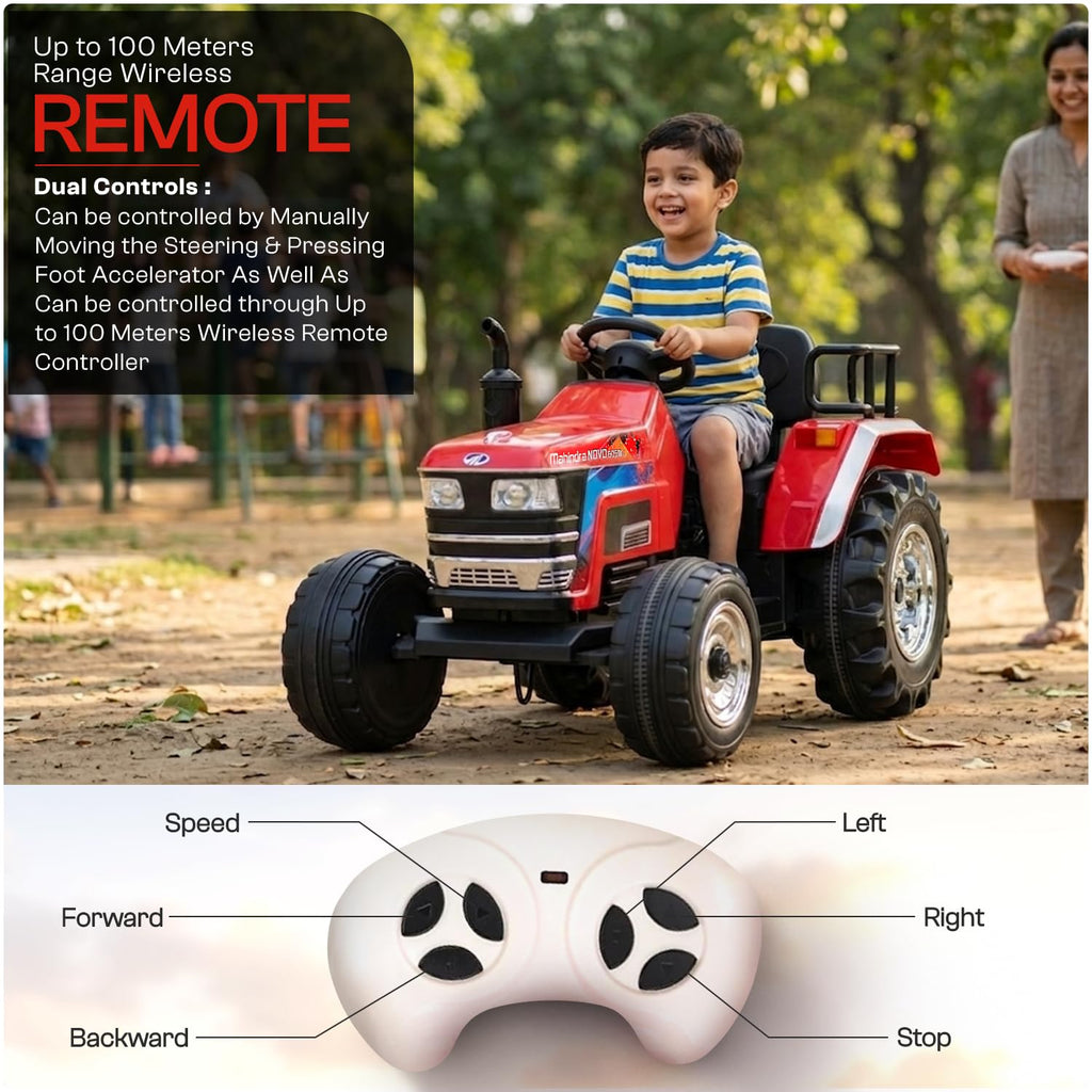 Toyzone Licensed Mahindra Electric Tractor Rechargeable Ride on with 12V 12AH Battery LED Lights, MP3 Music-USB