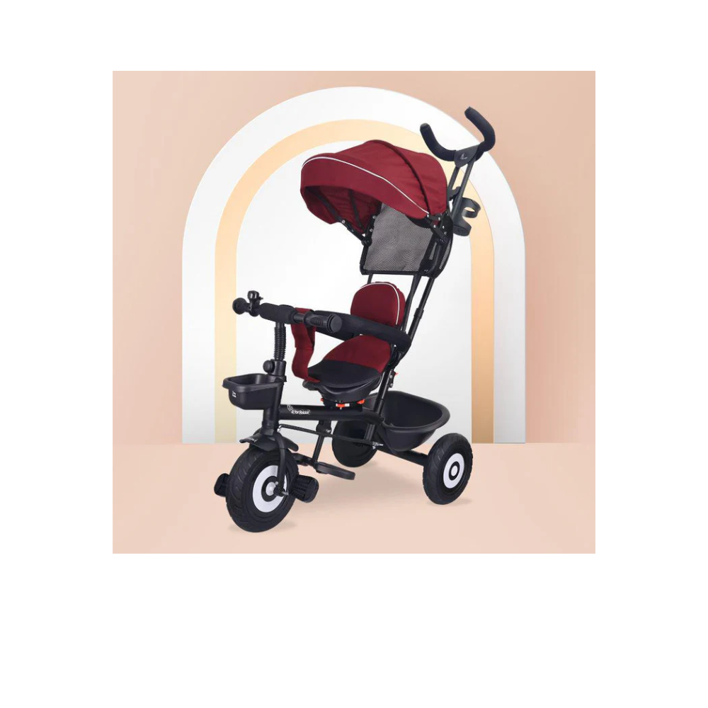 R for Rabbit Tiny Toes T40 Plus Tricycle - Rubber Wheels, 360 Rotatable Seat, Adjustable Marron Black