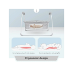 R for Rabbit Lullabies Plus Baby Cradle Auto Swing With Remote Control Grey