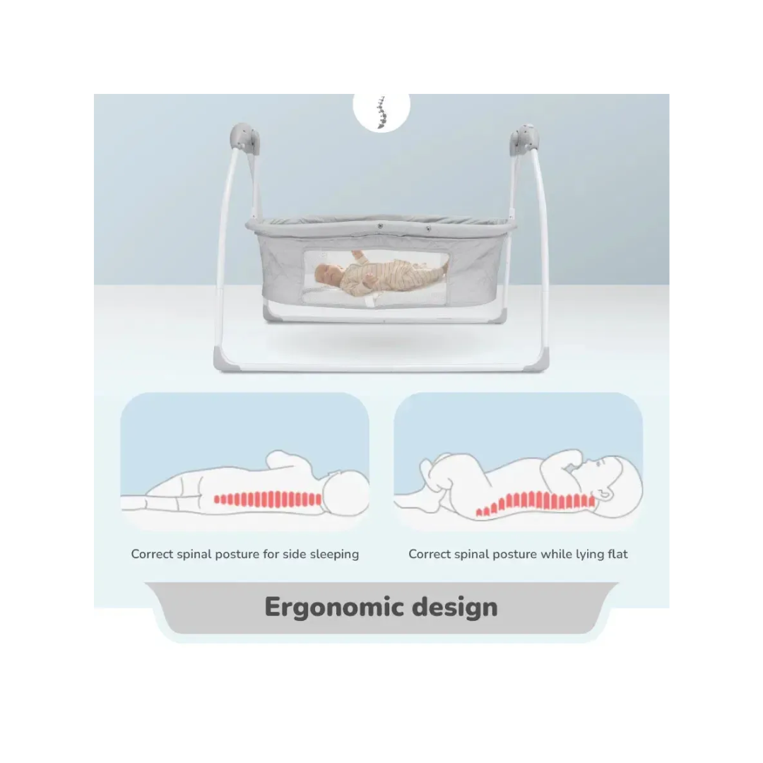 R for Rabbit Lullabies Plus Baby Cradle Auto Swing With Remote Control Grey