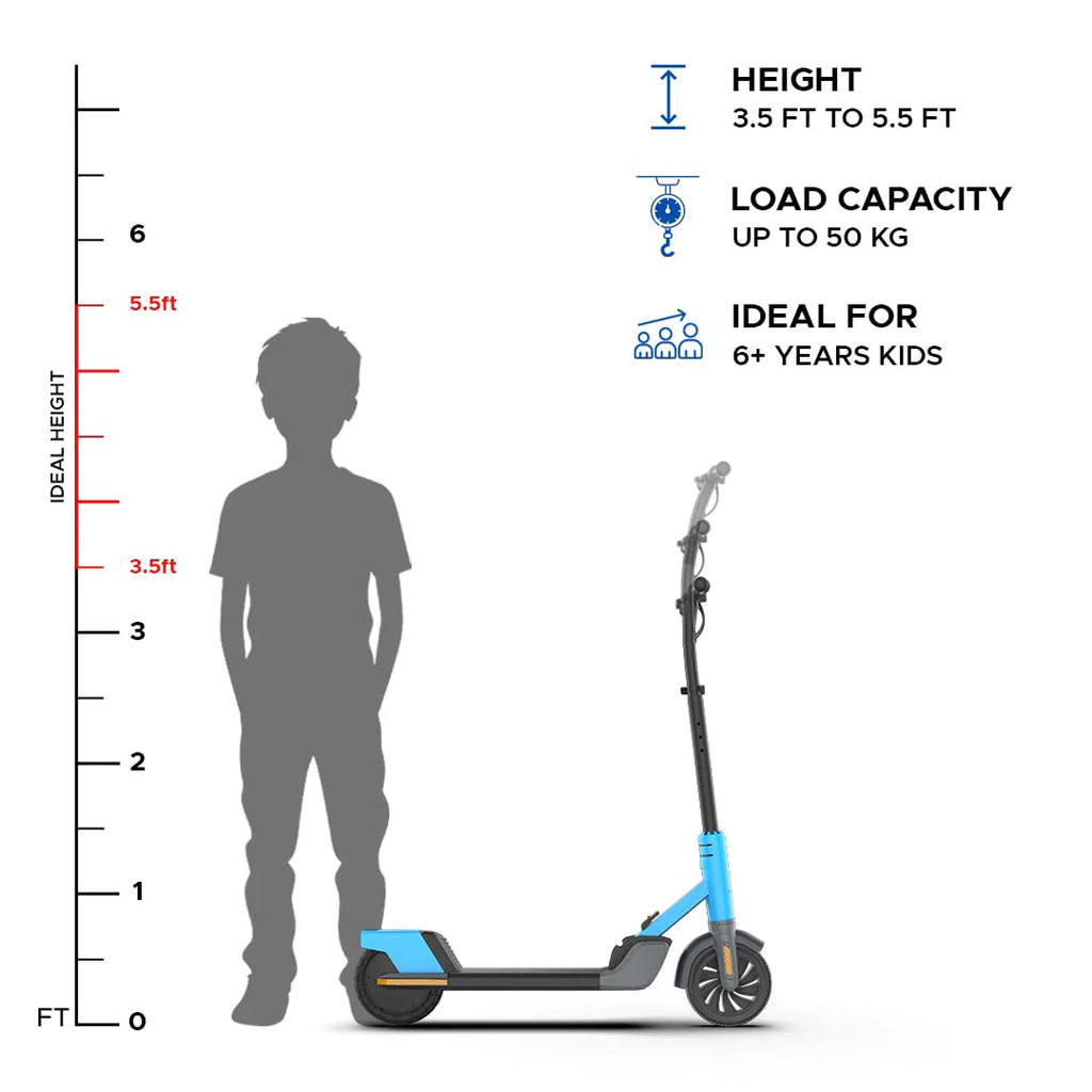 EMotorad Lil E Junior Electric Kick Scooter for Kids 6+ – 100W Motor, 8 km Range, Foldable – Sporty Blue