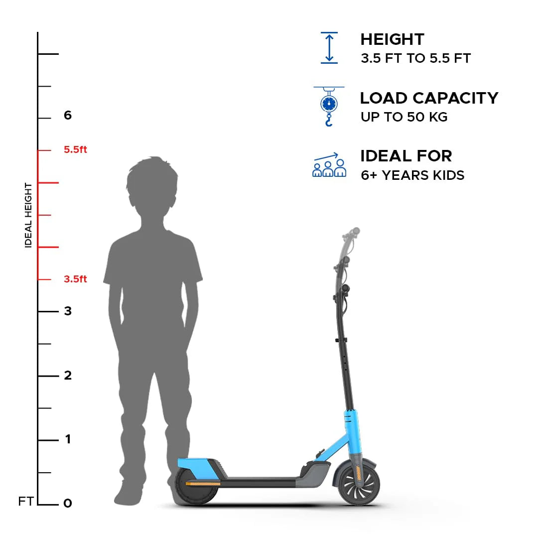 EMotorad Lil E Junior Electric Kick Scooter for Kids 6+ – 100W Motor, 8 km Range, Foldable – Sporty Blue