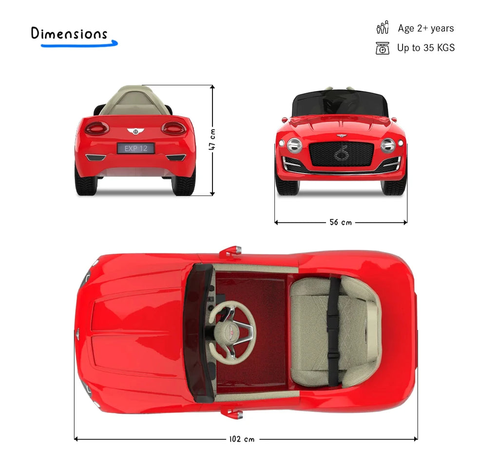 EMotorad Formula Fun Battery Oprated Bentley EXP12 CAR (Red)