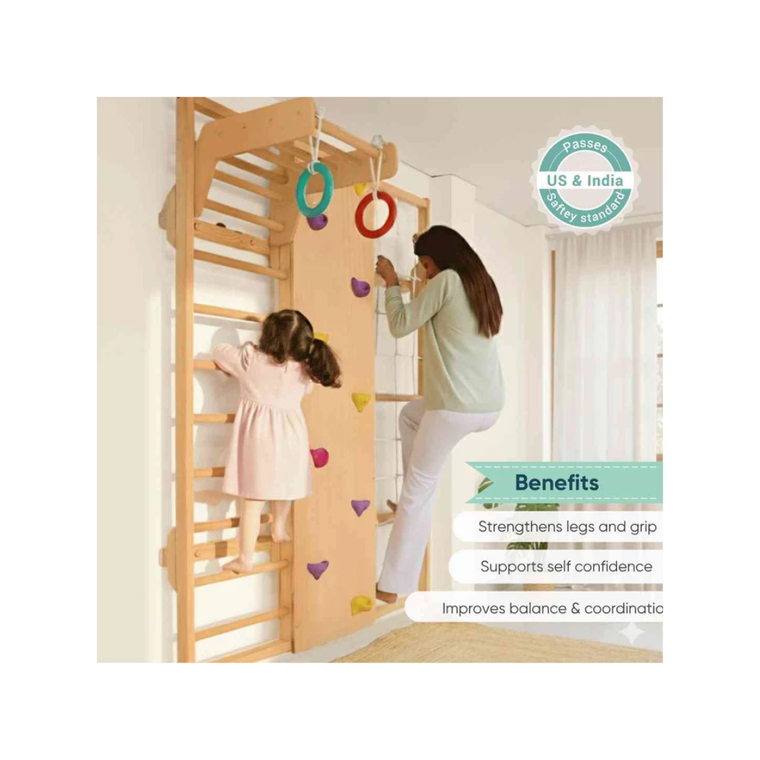 Curious Cub Wooden Wall Mounted Jungle Gym