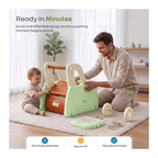 R For Rabbit Kiddie Kart 4 in 1 Kids Toy Storage Cart, Sit & Ride, Push Walker & Pull Along Green Beige