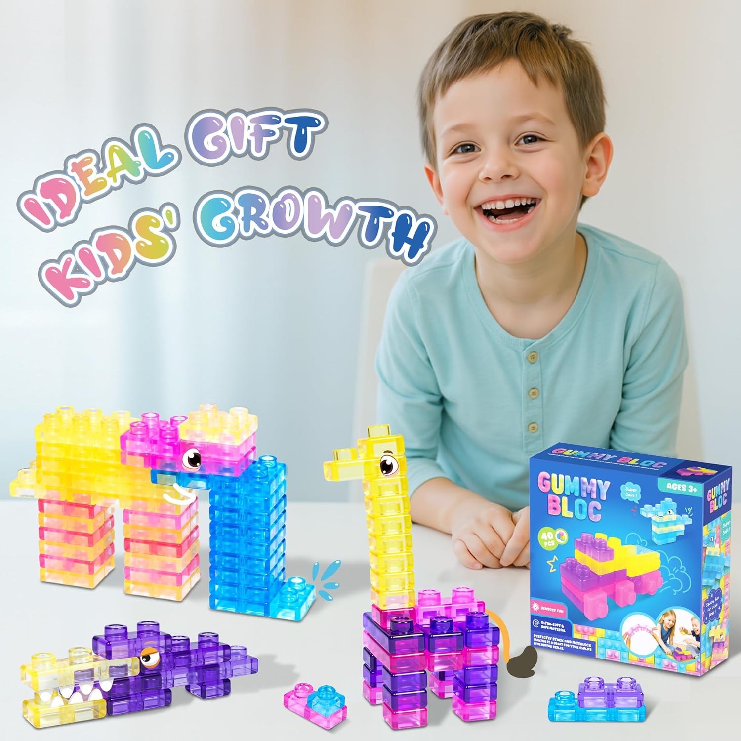 Magic Gummy 40 PCS Sensory Soft Gummy Blocks