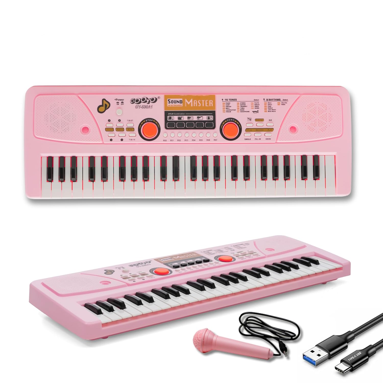 Gooyo GY-530CF Piano Keyboard with Microphone 49 Keys Assorted Color