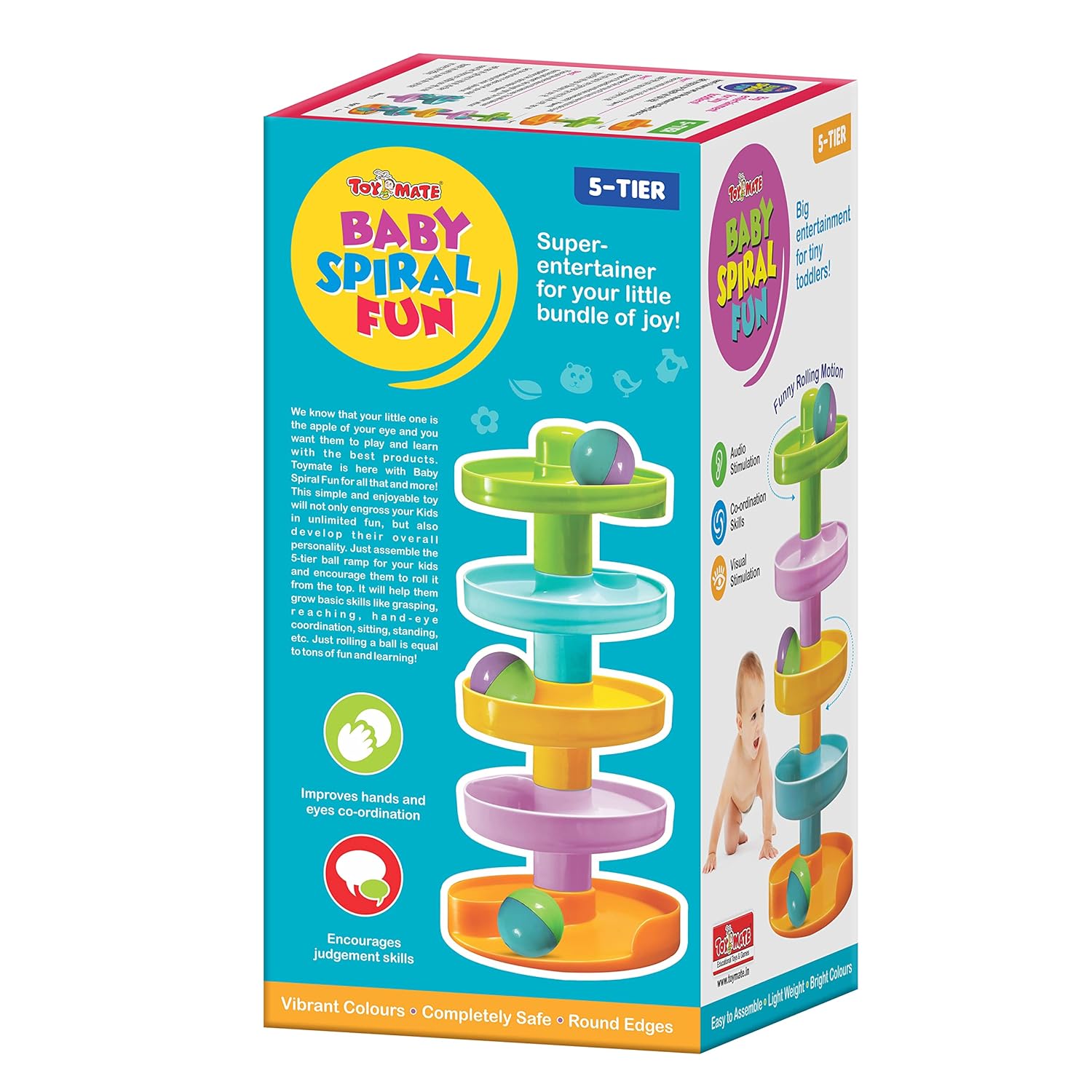 Toymate Baby Spiral Fun-A Roll Ball Toy With 6 Layer Ball Drop Tower Run With Roll Swirling Ramps