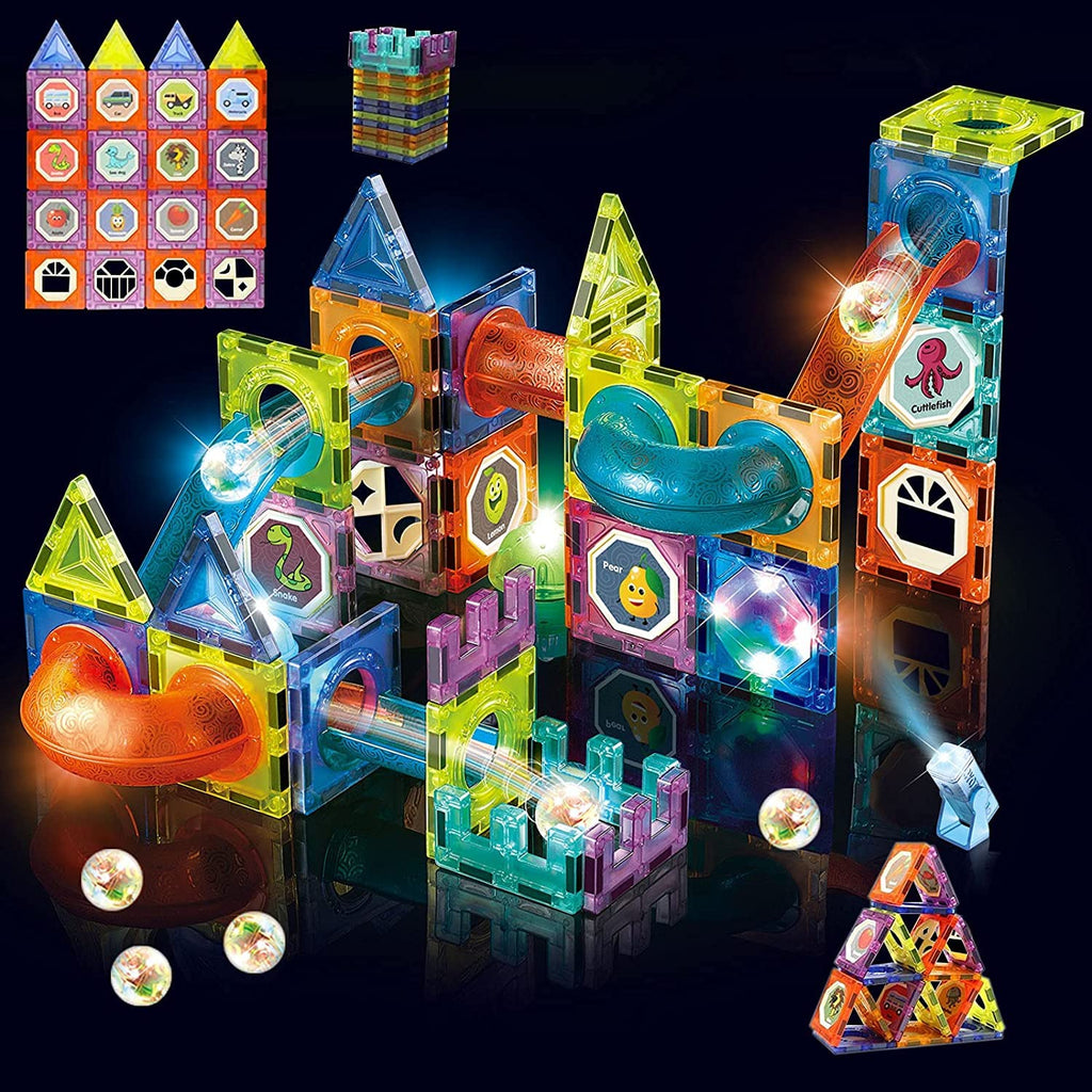 Rainbow Toys Light Magnetic Tiles- Building Blocks for Kids 110 Pcs