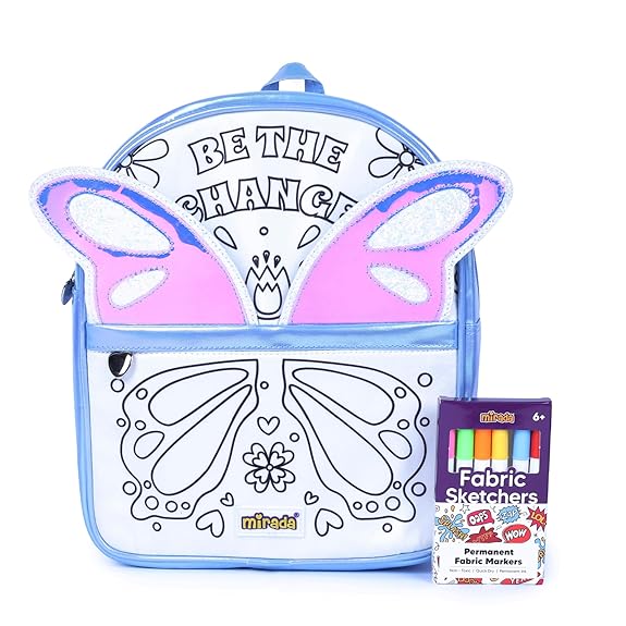 Mirada Butterfly Buzz Soft Plush Bag Color Your Own Bag for Kids