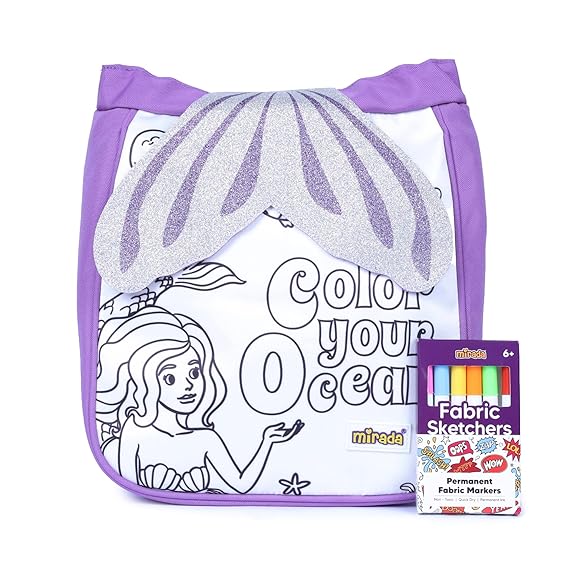 Mirada Mermaid Drawstring Sack Soft Plush Bag | Color Your Own Bag