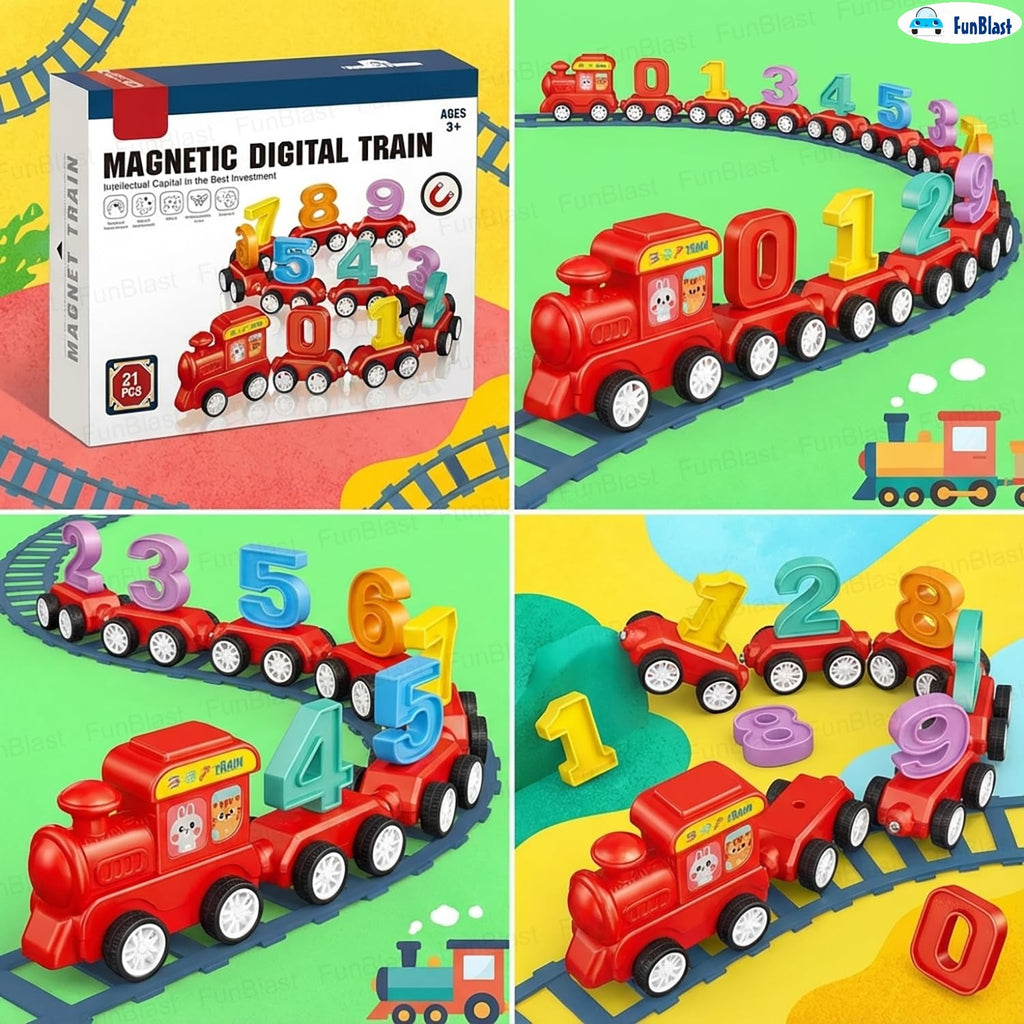 Magnetic Digital Number Train Toy – 21 Pcs Educational Learning Set for Kids 3+