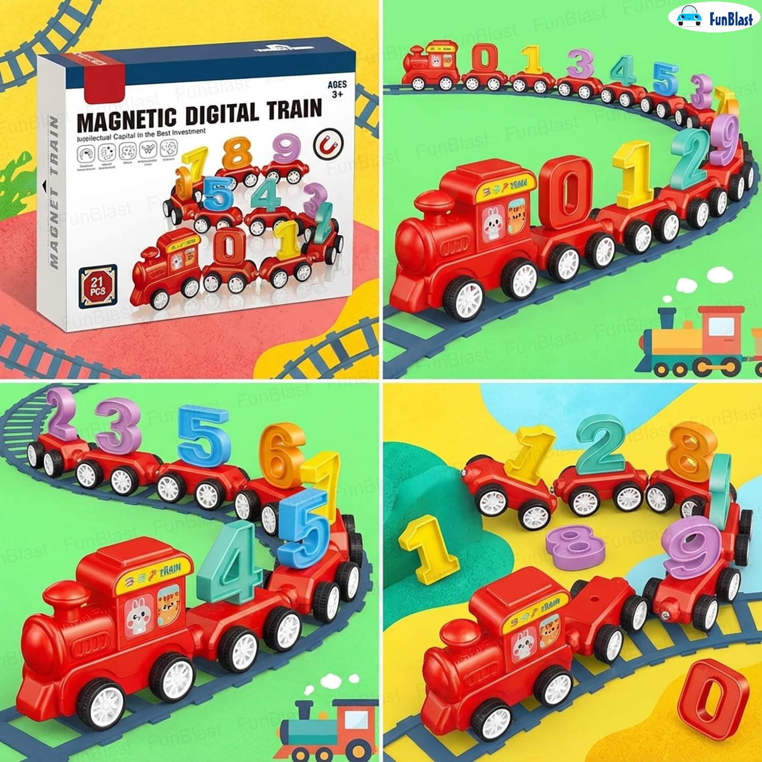 Magnetic Digital Number Train Toy – 21 Pcs Educational Learning Set for Kids 3+
