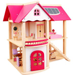 Premium Wooden Pink Doll House for Kids with Furniture & Staircase – 3 Storey Pretend Play House