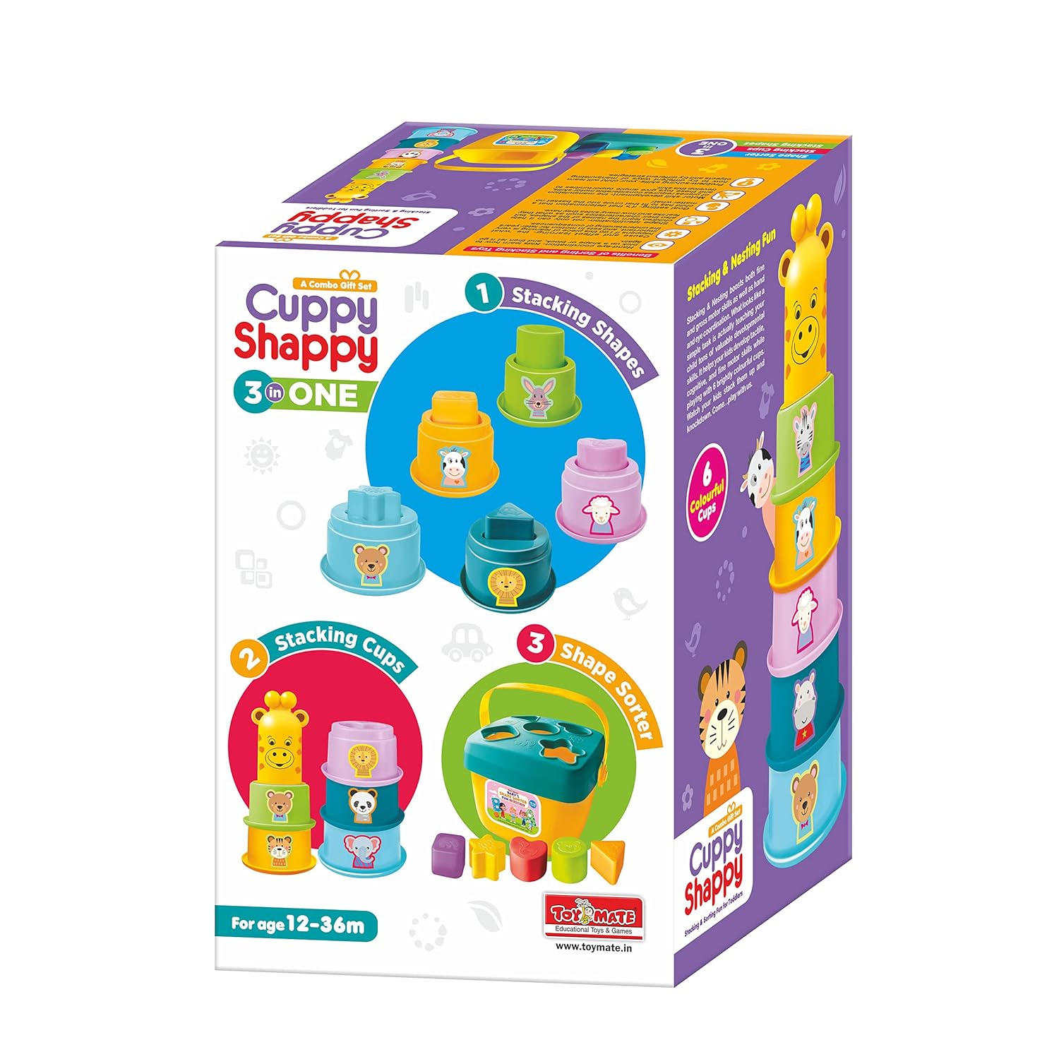 Toymate Cuppy Shappy- All in 1 Sorting Stacking Nesting Cups Shapes&Color Toy