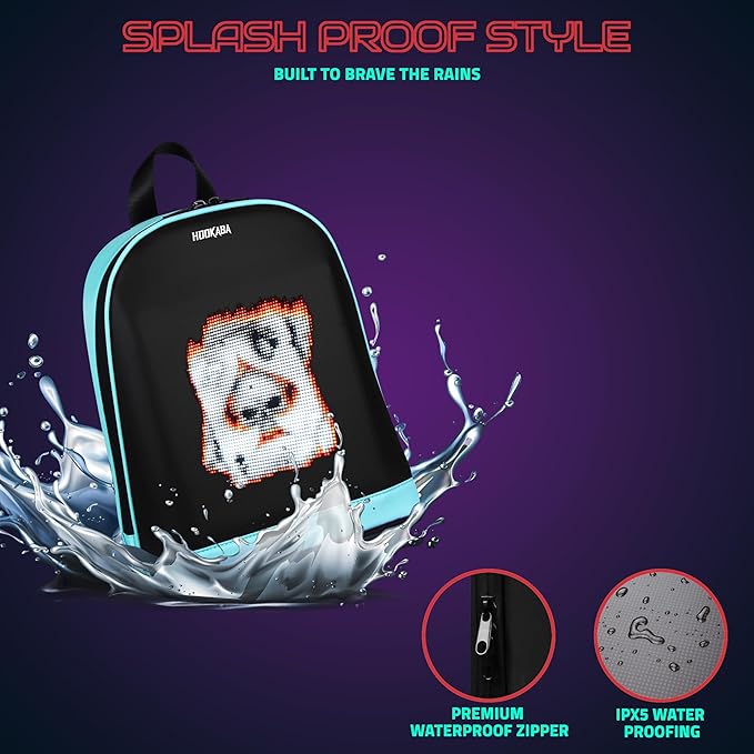 Hookaba Bold Bling LED Backpack For Kids 8L Smart Display Bag With Programmable Screen, App Control & Water Resistant Blue
