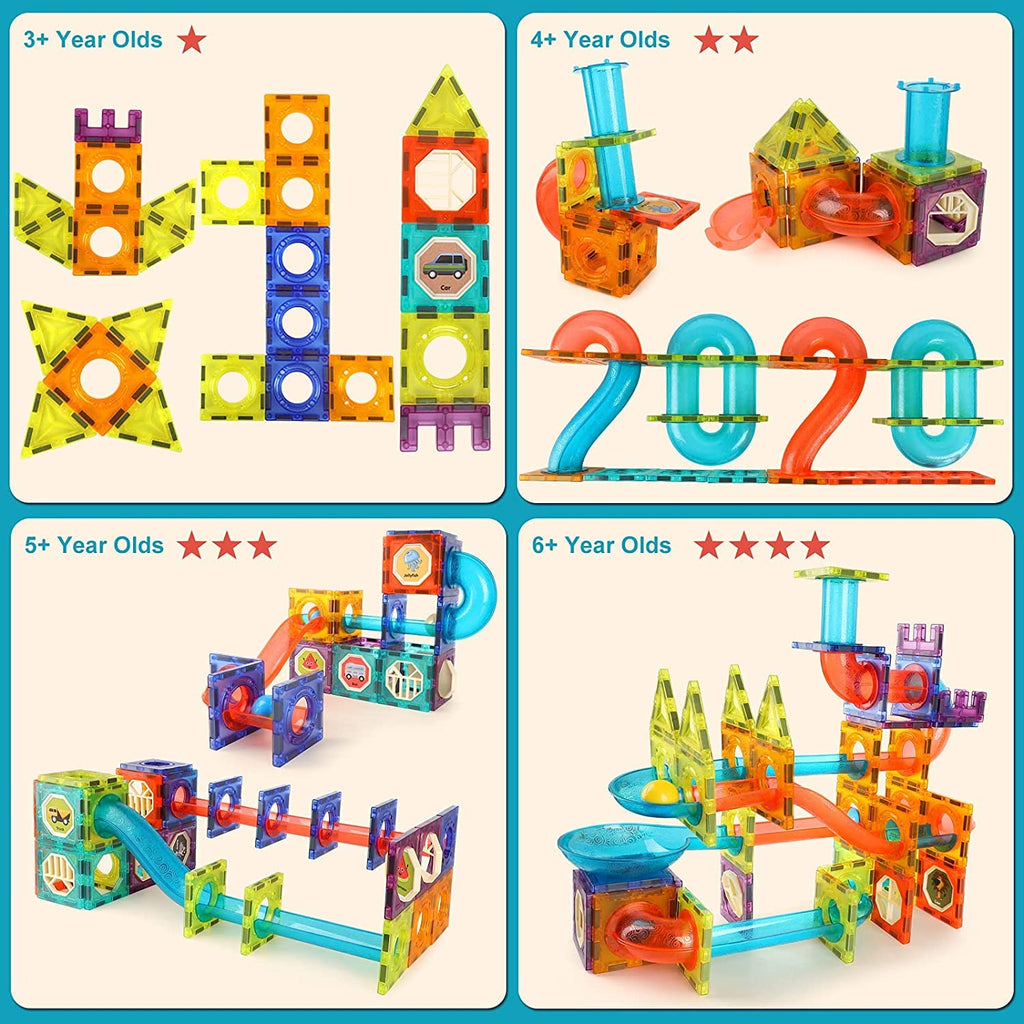 Dige Light Magnetic Tiles (202 Pcs) Building Blocks STEAM Educational Magnetic Marble Run