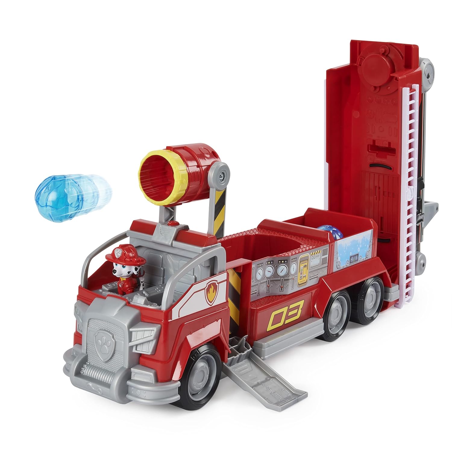 Win Magic Paw Patrol Marshalls Transforming Movie City Fire Truck with Extending Ladder, Lights, Sounds and Action Figure