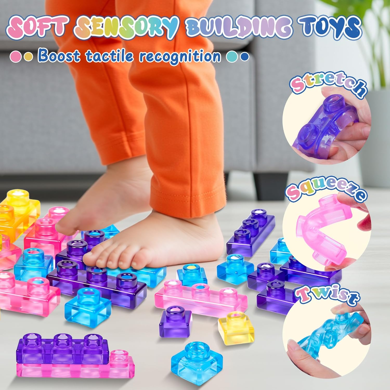 Magic Gummy 40 PCS Sensory Soft Gummy Blocks