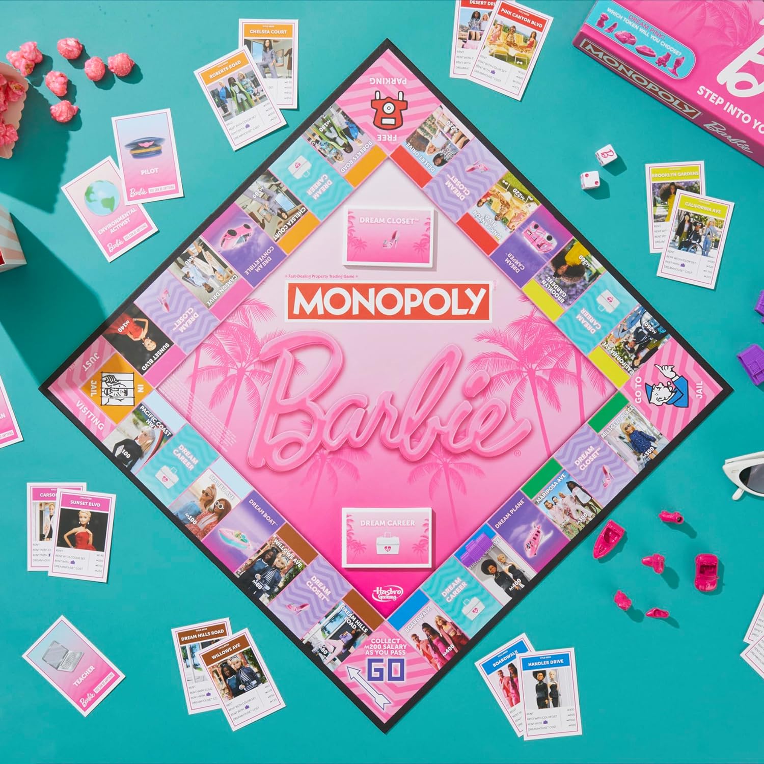 Hasbro Monopoly Barbie Edition 2-6 Players Fun Family Board Game for Kids and Adults Ages 8+