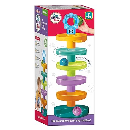 Toymate Cat Spiral Fun – 7-Tier Rolling Ball Tower for Toddlers