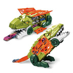 Dino Parking Lot 2-in-1 Transforming Dinosaur Car Carrier Truck Playset with Alloy Cars
