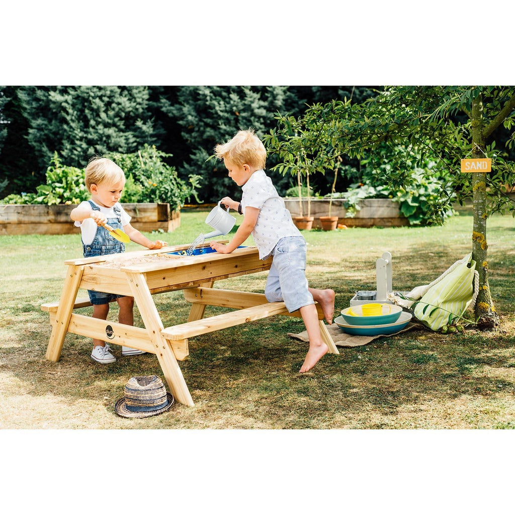 Plum Surfside Wooden Sand & Water Picnic Table for Kids | 2-in-1 Outdoor Activity Table | 2 Years+
