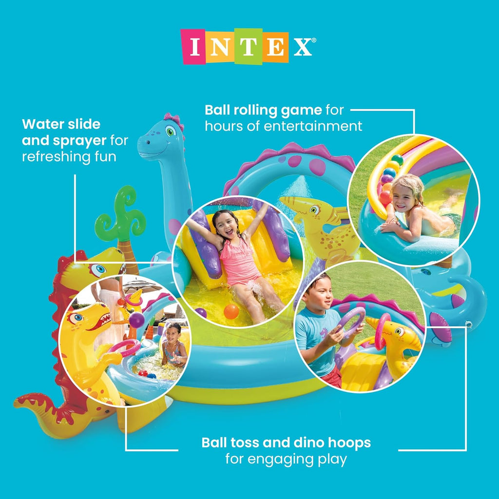 Intex Inflatable Dinoland Play Center, an inflatable water slide play Tub (57135)
