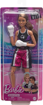 Mattel Barbie Made to Move Doll & Accessories, Brunette Boxer Wearing Removable Uniform with Boxing Gloves, 22 Bendable Joints