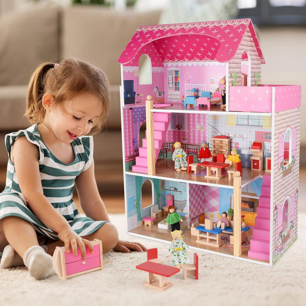 Rainbow Toys Wooden Dollhouse Furniture Set Includes