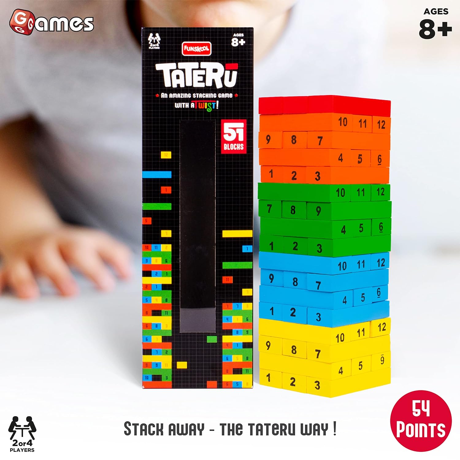 Funskool Adult Games,Tateru, Hardwood Blocks, Stacking Tower