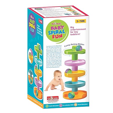 Toymate Baby Spiral Fun-A Roll Ball Toy With 6 Layer Ball Drop Tower Run With Roll Swirling Ramps