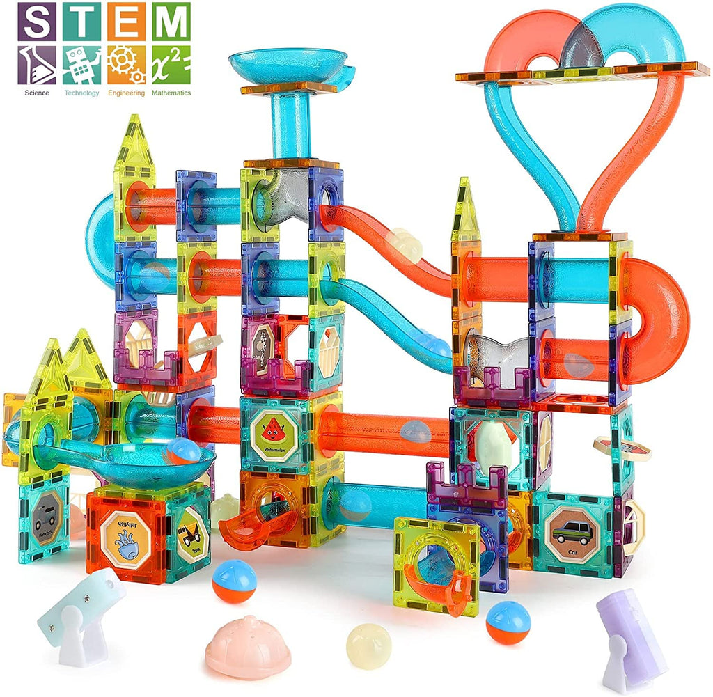 Dige Light Magnetic Tiles (202 Pcs) Building Blocks STEAM Educational Magnetic Marble Run
