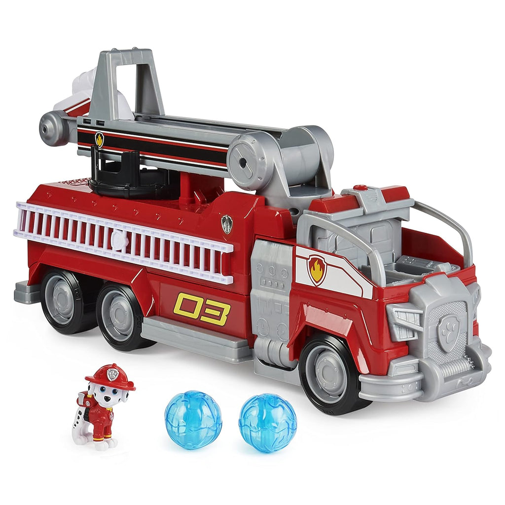Win Magic Paw Patrol Marshalls Transforming Movie City Fire Truck with Extending Ladder, Lights, Sounds and Action Figure