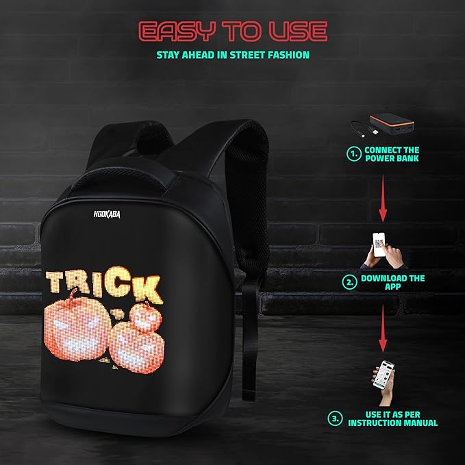 Hookaba Tech Trend LED Backpack 20L Smart Display Bag App Controlled, Programmable Screen
