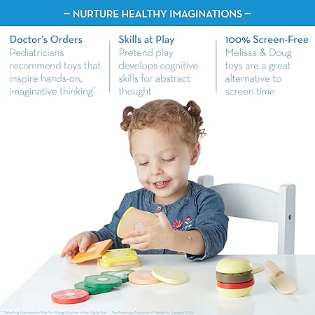 Melissa & Doug Sandwich-Making Set (Wooden Play Food, Wooden Storage Tray, High-Quality Materials, 17 Pieces)