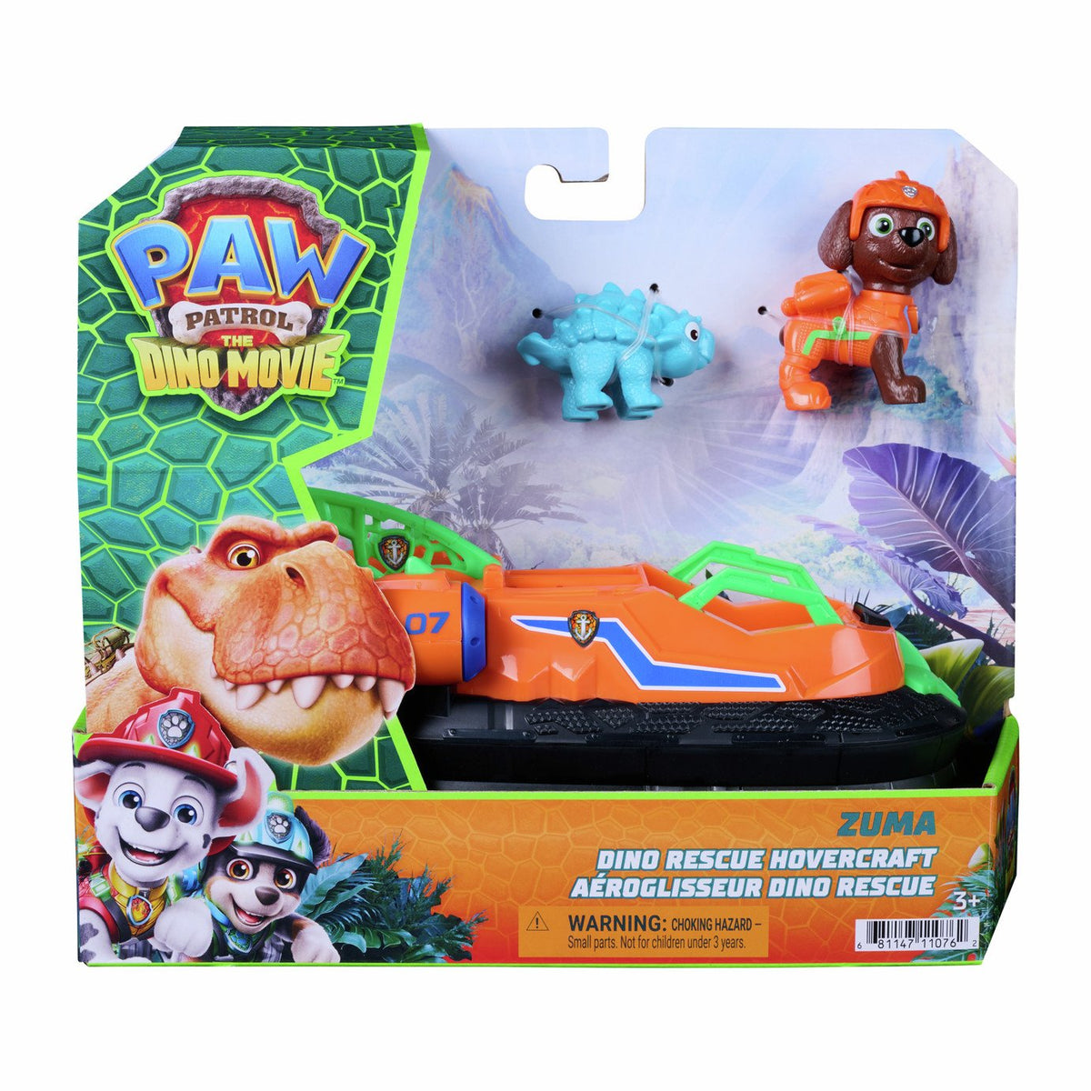 PAW Patrol The Dino Movie Zuma Dino Rescue Hovercraft with Zuma Figure & Baby Dinosaur