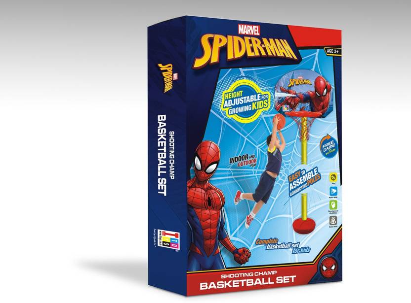 Itoys MARVEL Spider-Man Basketball and Adjustable Net & Stand Set