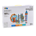 PZL Marble Run Set 107-Piece Magnetic Tile Building with Ferris Wheel & Elevator, Marble Run