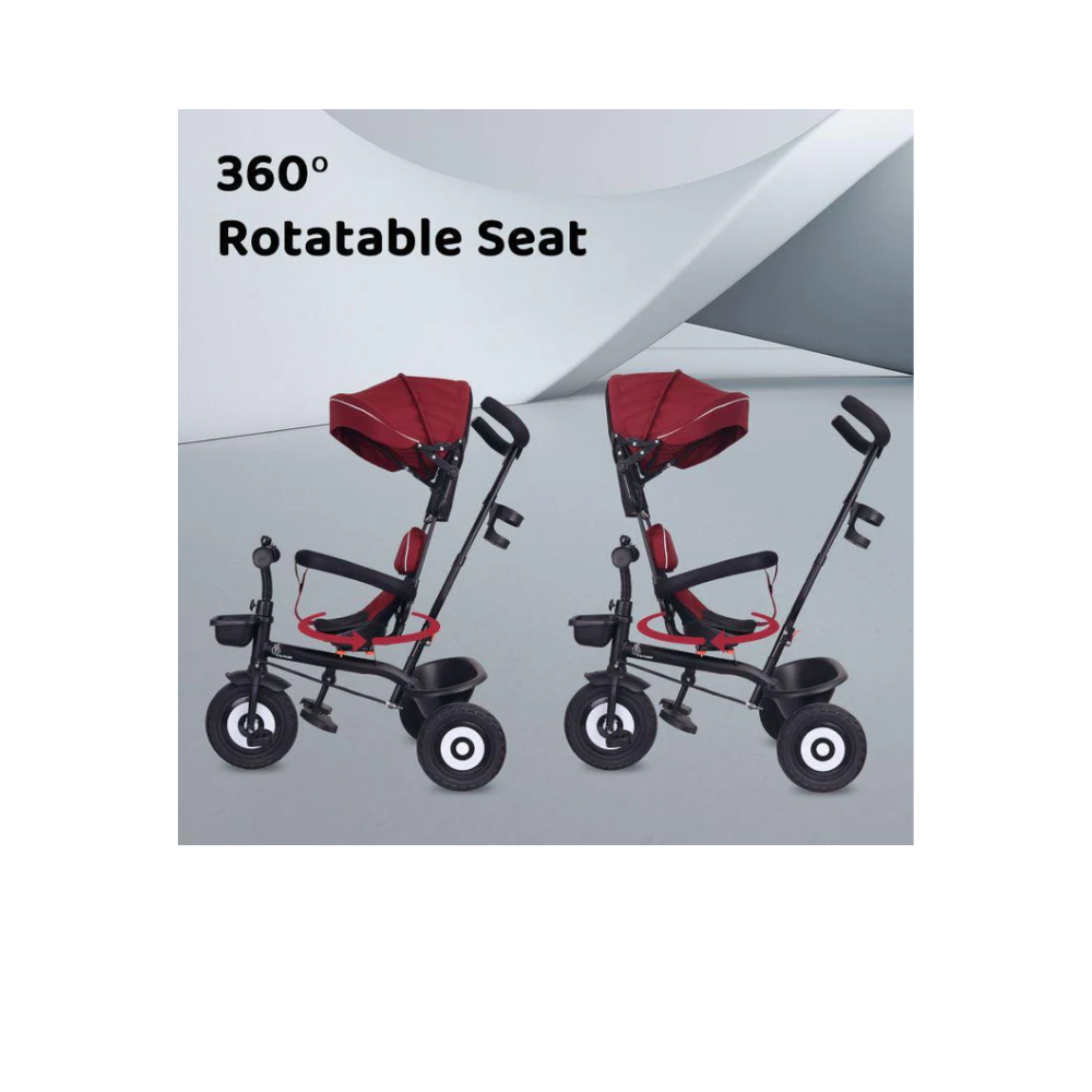 R for Rabbit Tiny Toes T40 Plus Tricycle - Rubber Wheels, 360 Rotatable Seat, Adjustable Marron Black