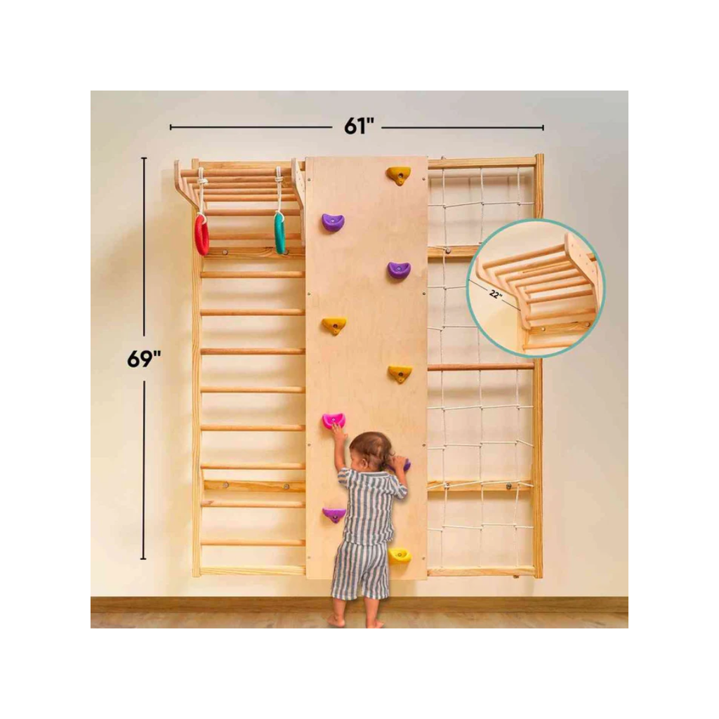 Curious Cub Wooden Wall Mounted Jungle Gym
