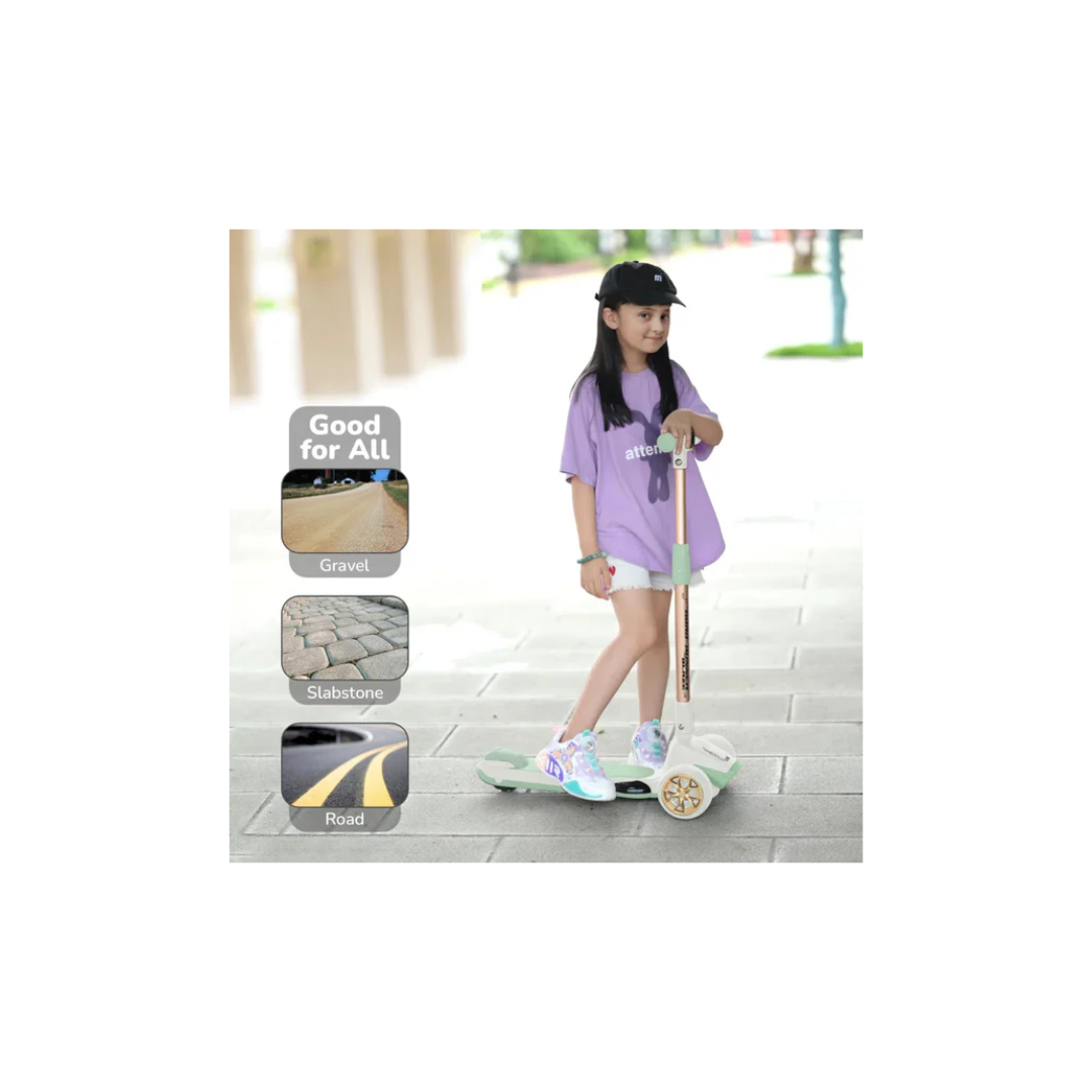 R fro Rabbit Road Runner Blaze Scooter For Kids With PU LED Wheels Green Gold