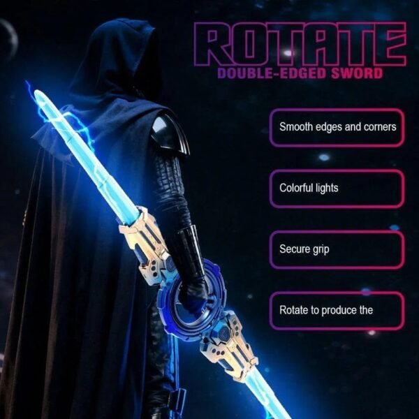 Fire Spiral Sword Double-Edged Rotating LED Lightsaber Toy with Colorful Lights (Assorted Colours)