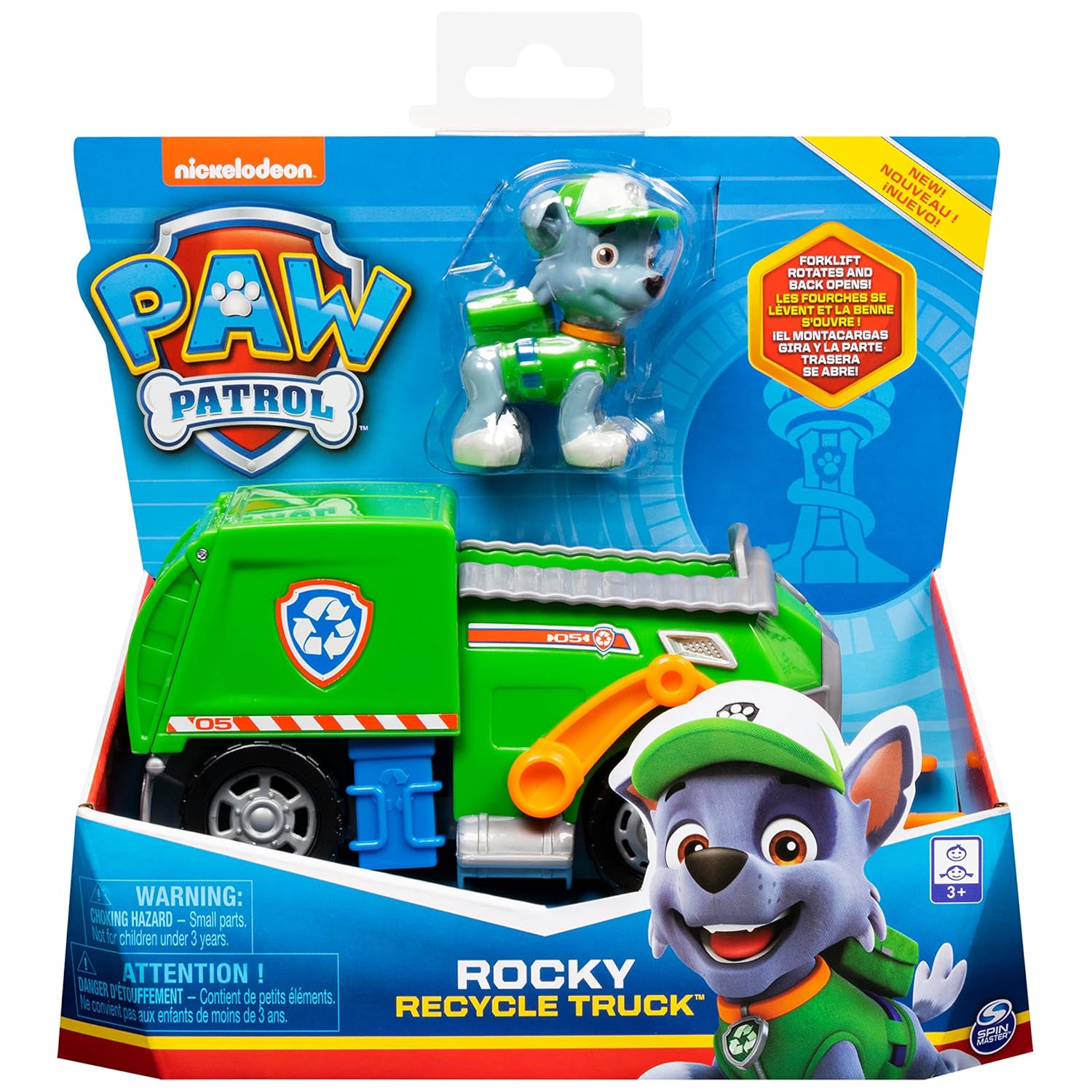 Win Magic Paw Patrol, Rockys Recycle Truck Vehicle with Collectible Figure