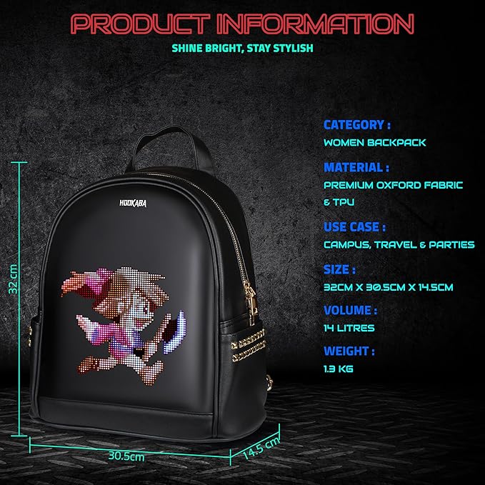 Hookaba Hookaba Dazz Roll Black LED 14 Ltr Sling Backpack
