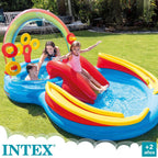 Intex Inflatable Rainbow Ring Water Play Centre, Multi Color Swimming Pool