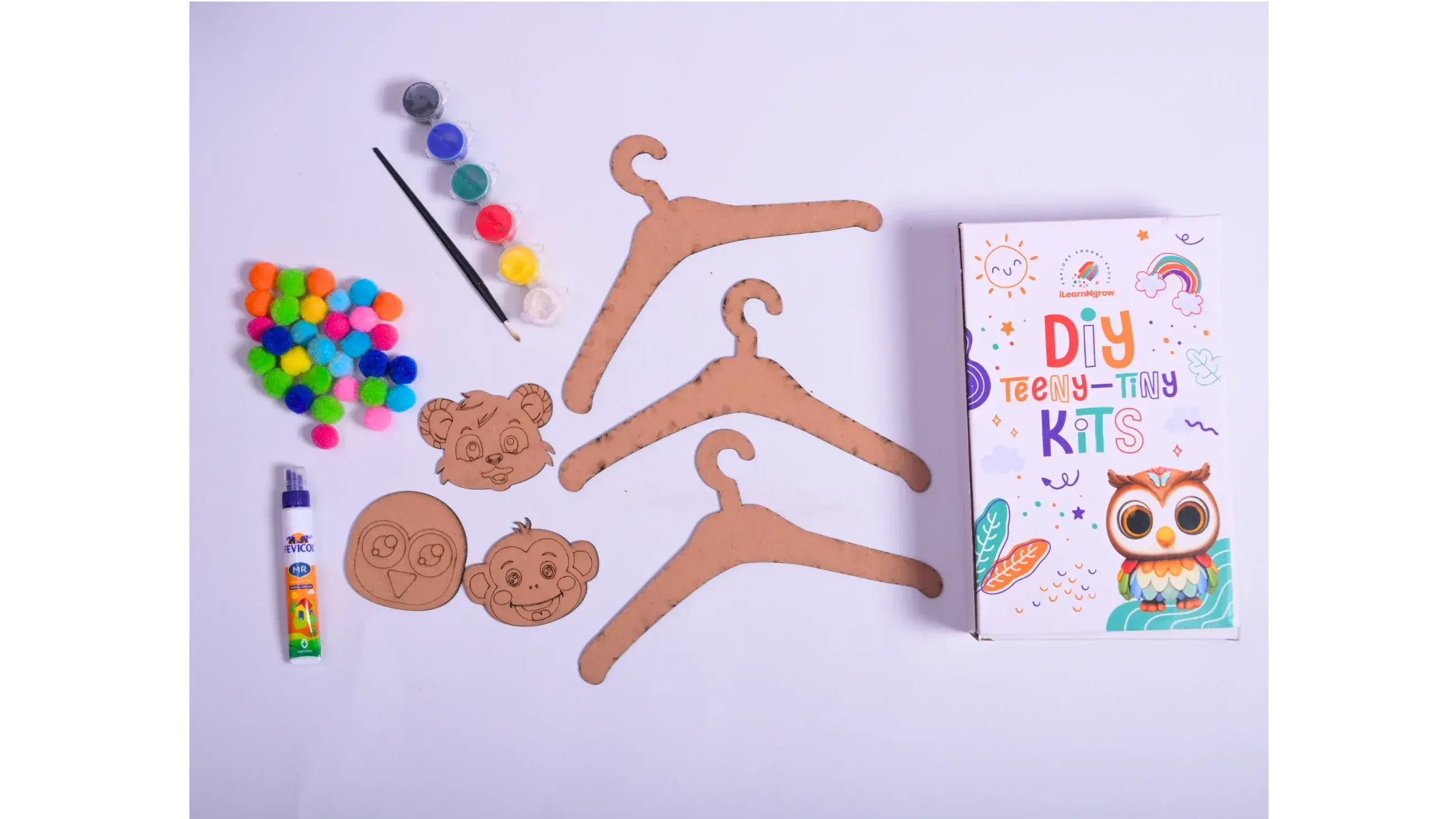 iLearnNGrow Teeny Tiny DIY Wooden Hanger Craft Kit – Set of 3 Craft Kit for Kids
